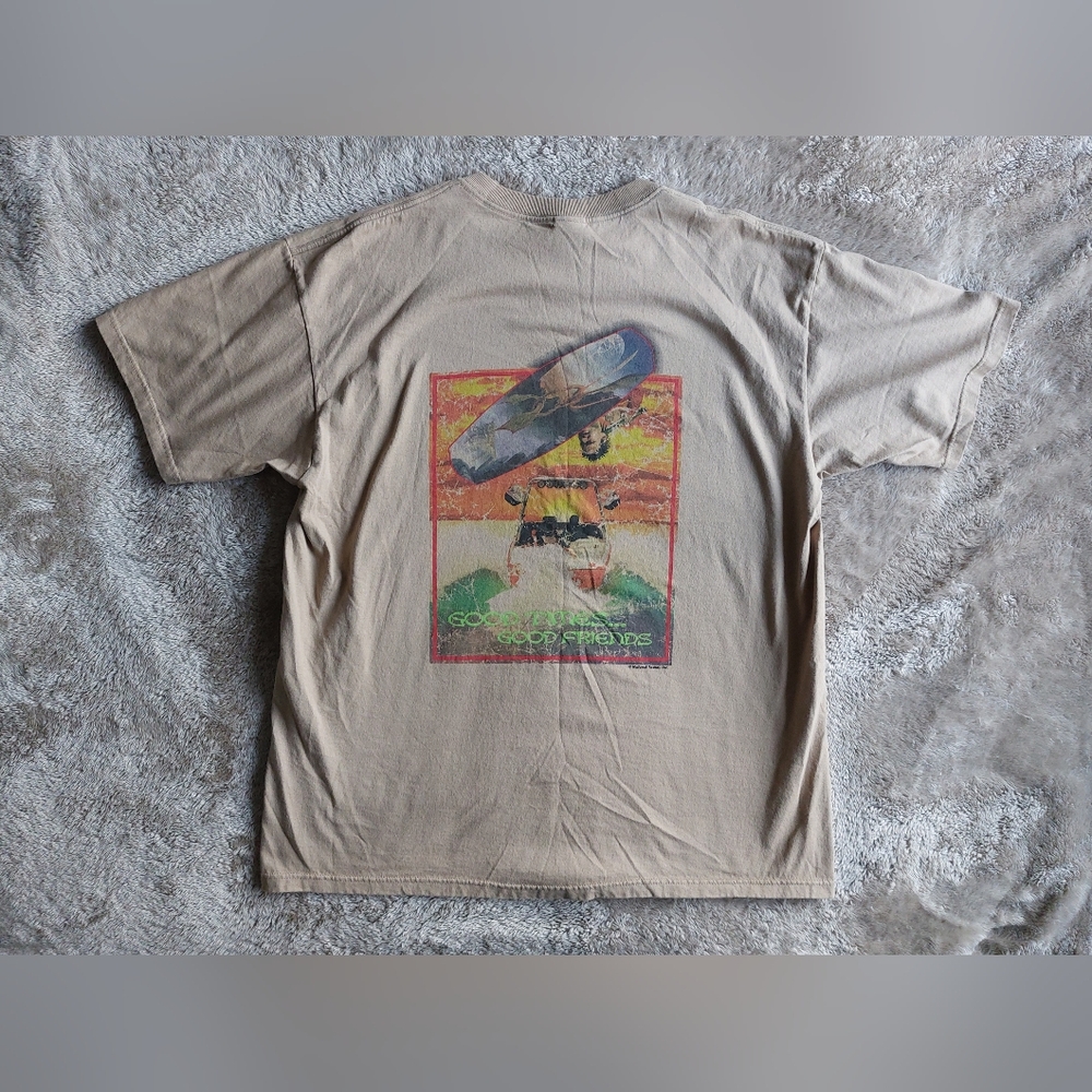 Vtg Anvil USA Anvil Men's Beige Shasta Lake Wake Boarding Graphic T Shirt | 2XL